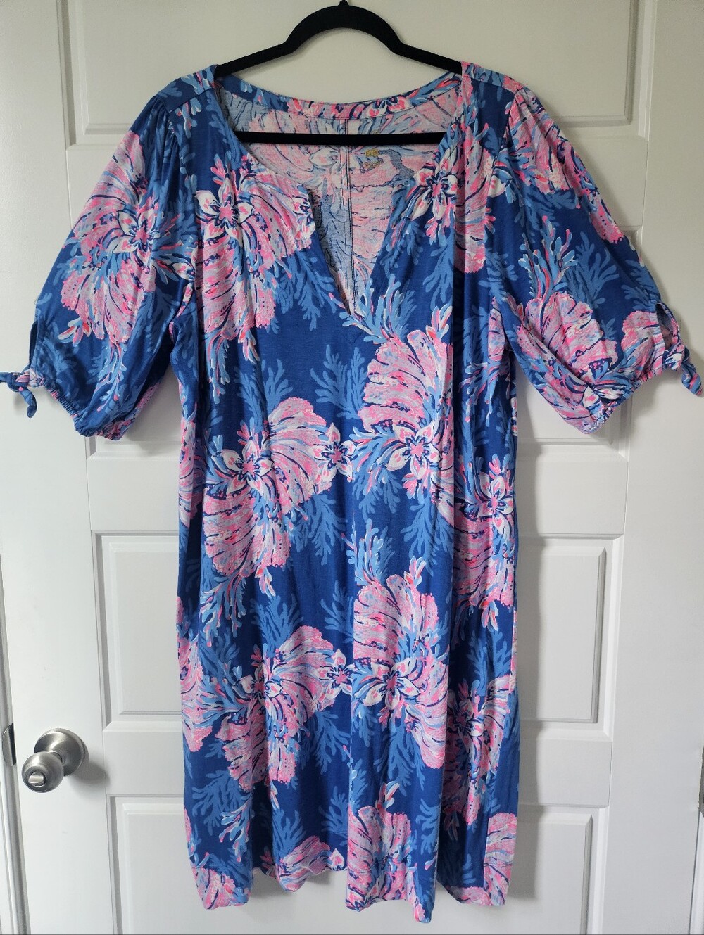 Lilly Pulitzer Blue & Pink Floral Midi Dress Size XXL